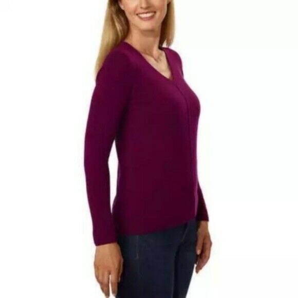 Belford Ladies V-Neck Cashmere Long Sleeve Sweater - Picture 3 of 4